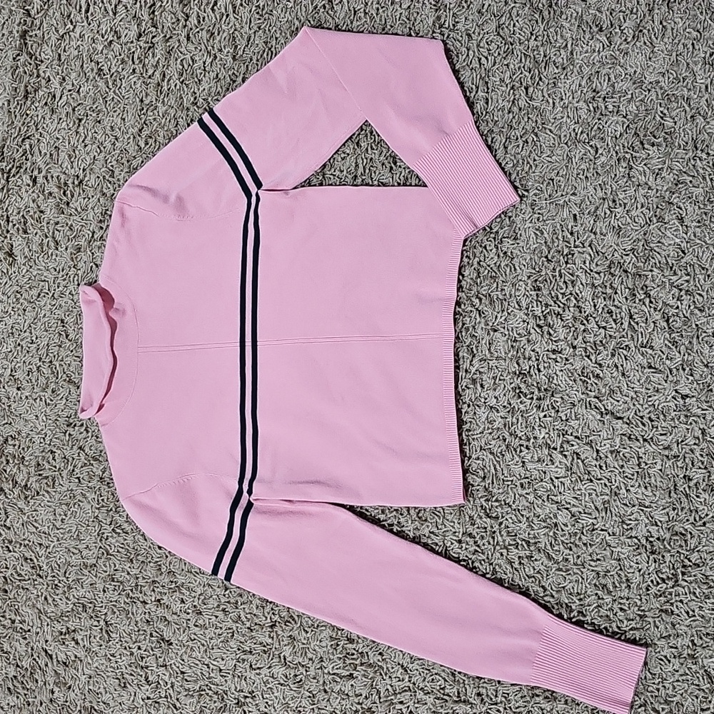 Urban Outfitters Angelo Mock Neck Sweater Pink Green Medium Stripe Knit Top - Picture 3 of 7